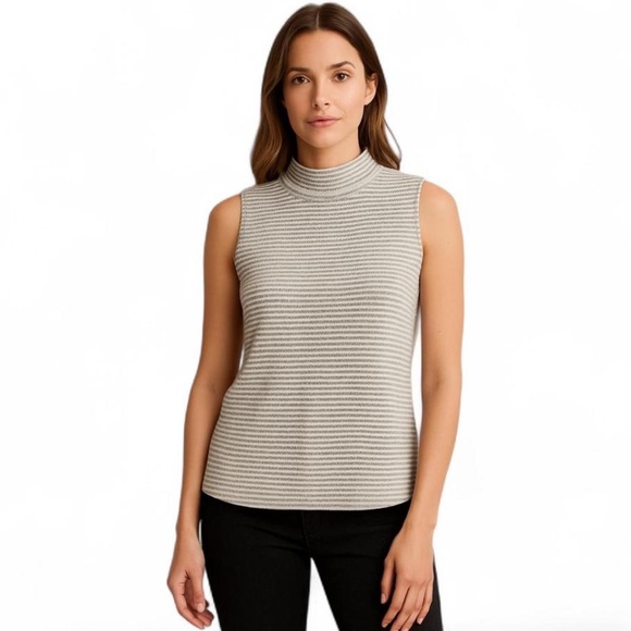 Zenergy by Chico's Tops - Chico's Zenergy Striped Mock‎ Turtleneck Knit Sleeveless Top Sz 2P US 12/14 P